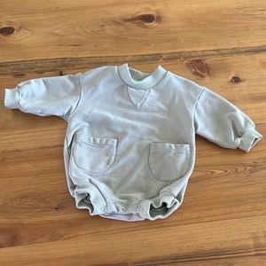 Sage green sweatshirt romper